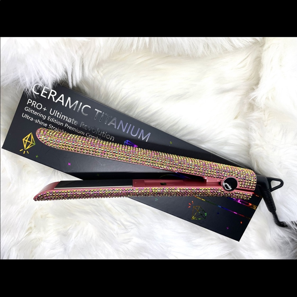 ✨NEW Rhinestone Embellished 1 Inch Flat Iron - Rose Gold
